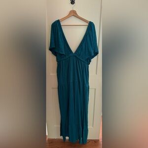 Free People La La Maxi Dress Large Teal